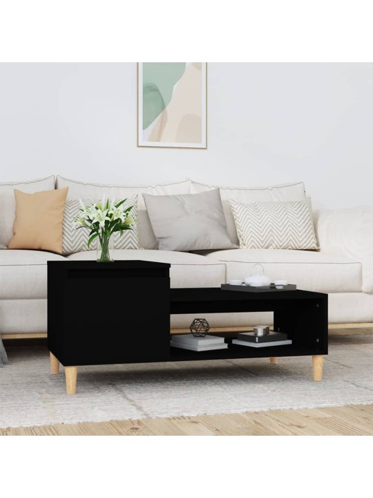 Kafijas galdiņš, melns, 100x50x45 cm, inženierijas koks