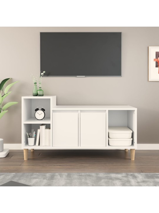 Tv skapītis, balts, 100x35x55 cm, inženierijas koks