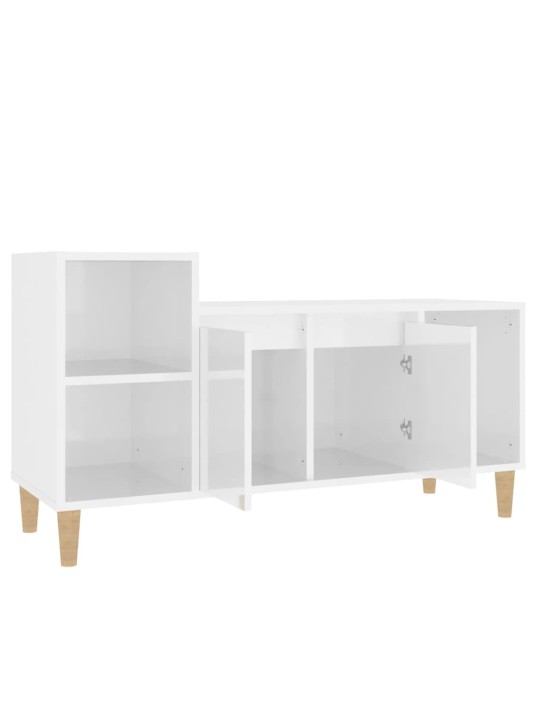 Tv skapītis, spīdīgi balts, 100x35x55 cm, inženierijas koks