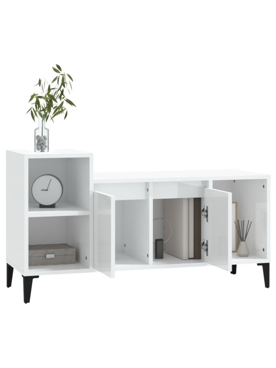 Tv skapītis, spīdīgi balts, 100x35x55 cm, inženierijas koks
