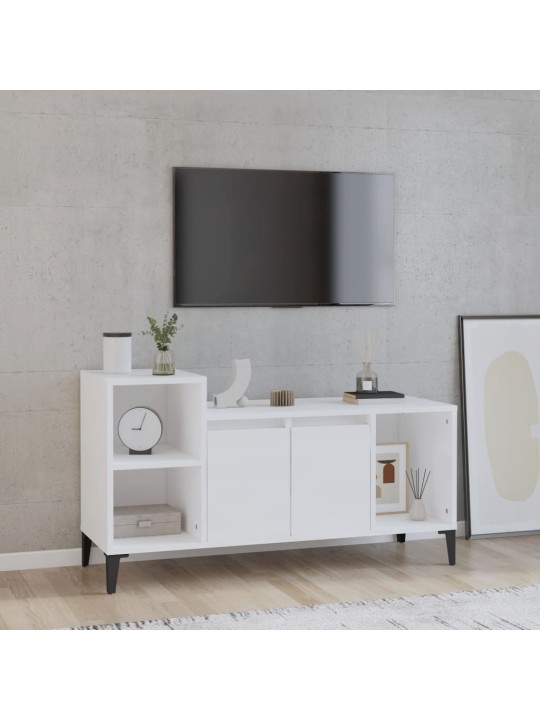 Tv skapītis, spīdīgi balts, 100x35x55 cm, inženierijas koks