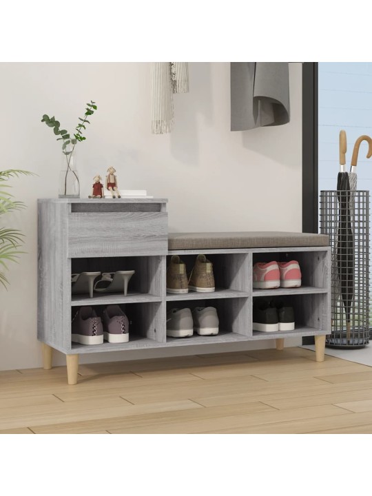 Apavu plaukts, pelēcīga ozolkoka,102x36x60cm, inženierijas koks