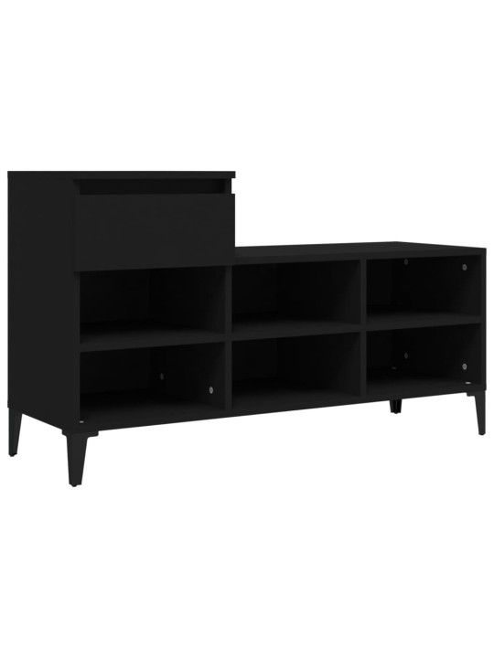 Apavu plaukts, melns, 102x36x60 cm, inženierijas koks