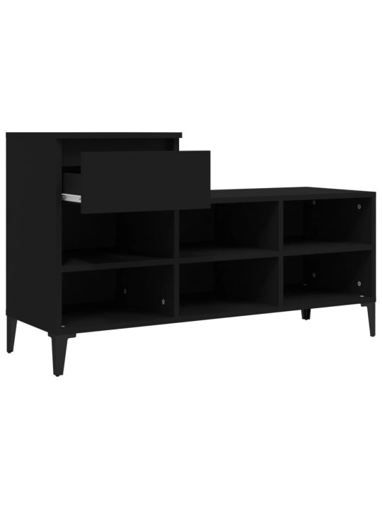 Apavu plaukts, melns, 102x36x60 cm, inženierijas koks