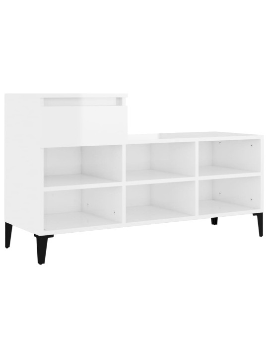 Apavu plaukts, spīdīgi balts, 102x36x60 cm, inženierijas koks