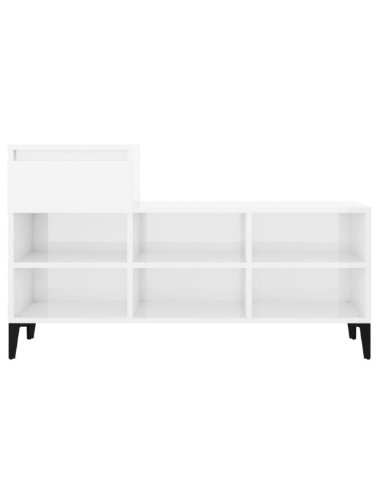 Apavu plaukts, spīdīgi balts, 102x36x60 cm, inženierijas koks