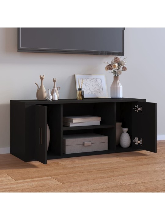 Tv skapītis, melns, 100x35x40 cm, inženierijas koks