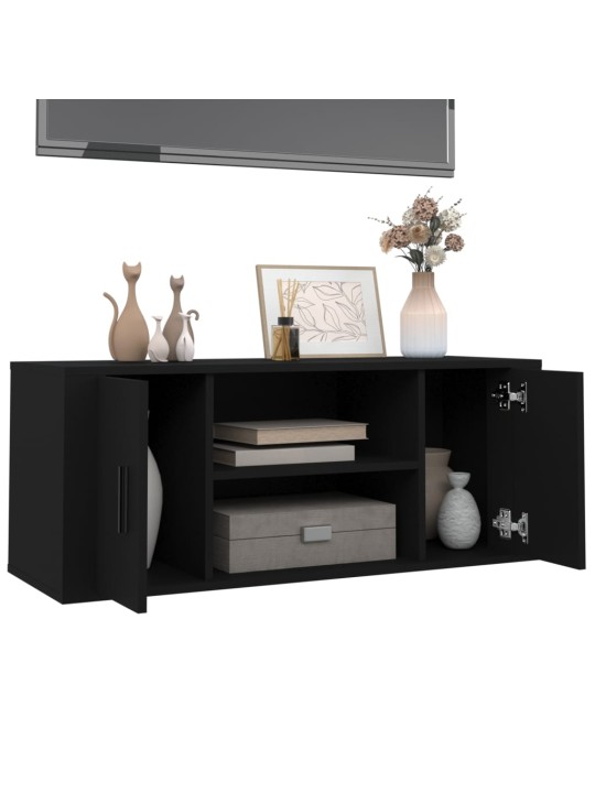 Tv skapītis, melns, 100x35x40 cm, inženierijas koks