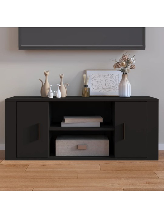 Tv skapītis, melns, 100x35x40 cm, inženierijas koks