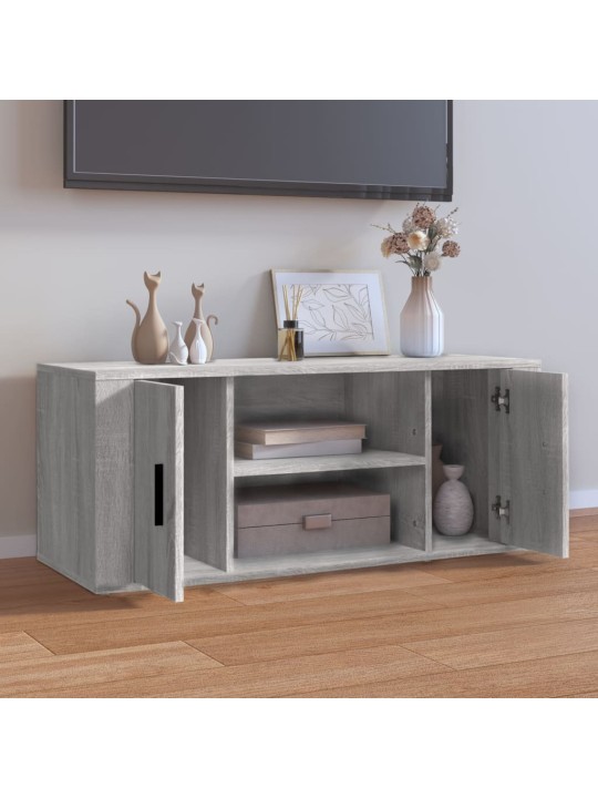 Tv skapītis, pelēka ozolkoka, 100x35x40 cm, inženierijas koks