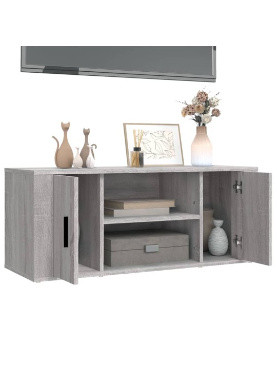 Tv skapītis, pelēka ozolkoka, 100x35x40 cm, inženierijas koks