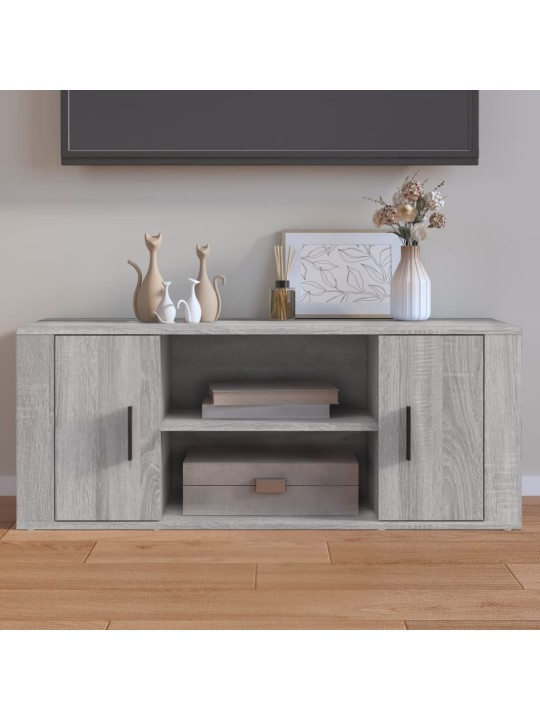 Tv skapītis, pelēka ozolkoka, 100x35x40 cm, inženierijas koks