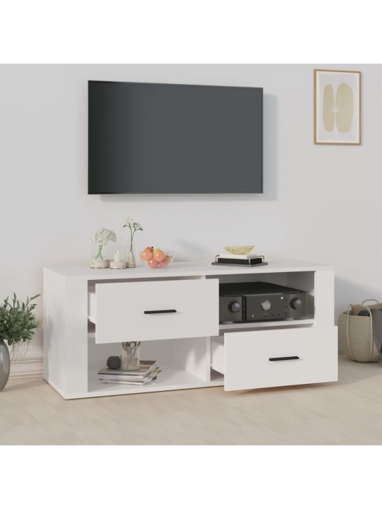 Tv skapītis, balts, 100x35x40 cm, inženierijas koks