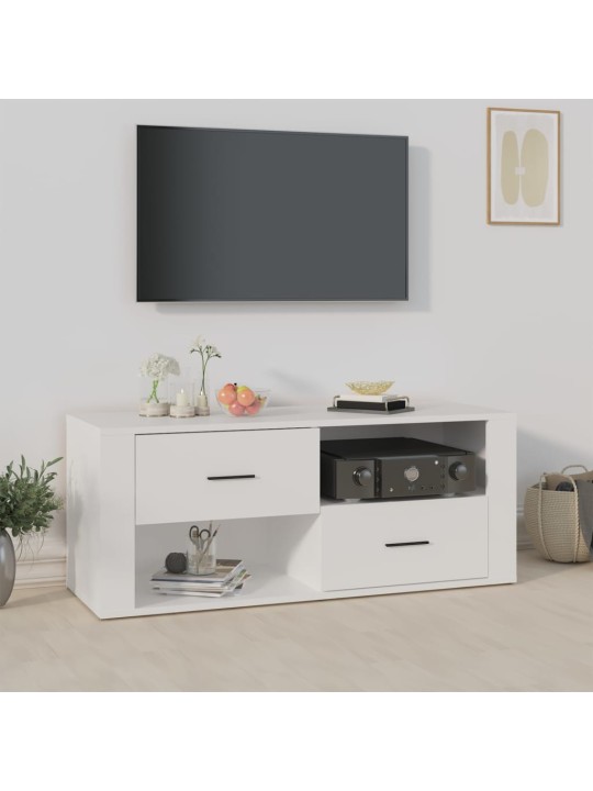 Tv skapītis, balts, 100x35x40 cm, inženierijas koks