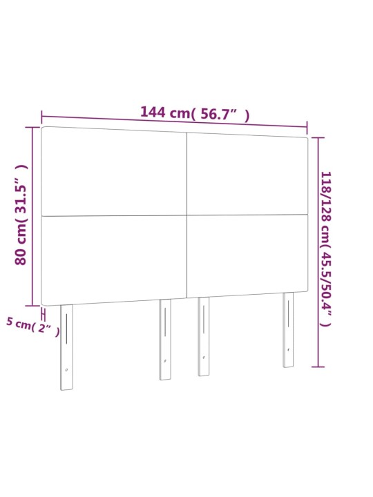 Gultas galvgaļi, 4 gab., 72x5x78/88 cm, melns audums