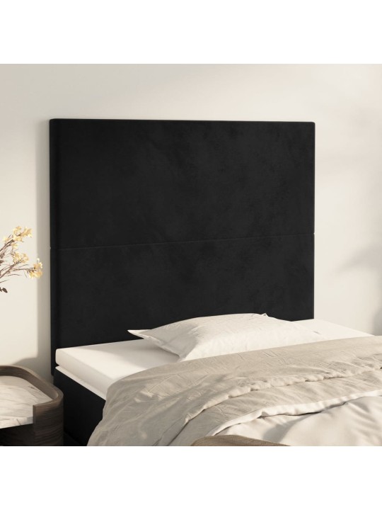 Gultas galvgaļi, 2 gab., 100x5x78/88 cm, melns samts