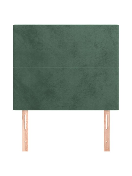 Gultas galvgaļi, 2 gab., 100x5x78/88 cm, tumši zaļš samts