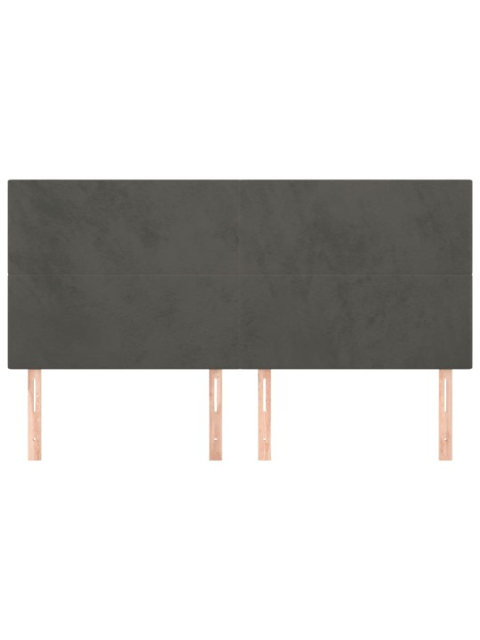 Gultas galvgaļi, 4 gab., 100x5x78/88 cm, tumši pelēks samts