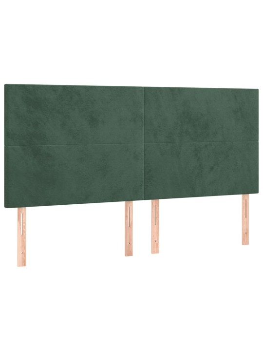 Gultas galvgaļi, 4 gab., 100x5x78/88 cm, tumši zaļš samts