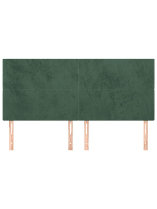 Gultas galvgaļi, 4 gab., 100x5x78/88 cm, tumši zaļš samts