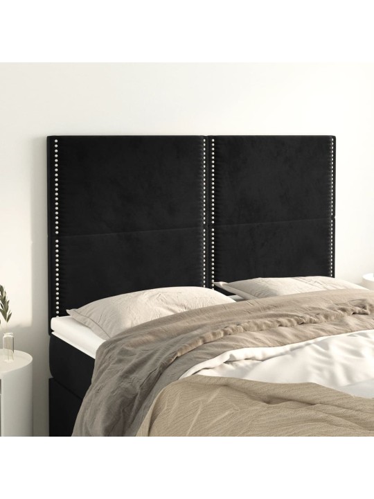 Gultas galvgaļi, 4 gab., 72x5x78/88 cm, melns samts