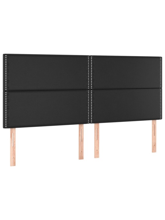 Gultas galvgaļi, 4 gab., 100x5x78/88 cm, melna mākslīgā āda