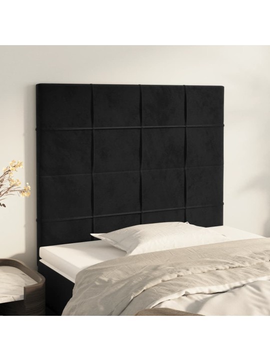 Gultas galvgaļi, 2 gab., 100x5x78/88 cm, melns samts
