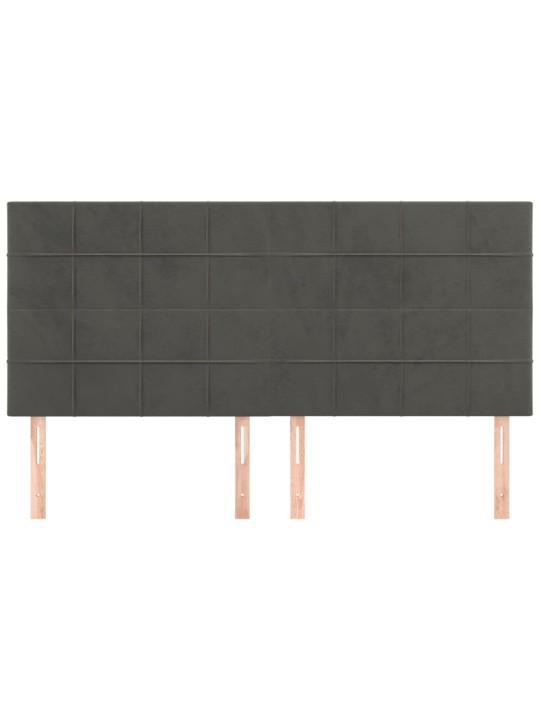 Gultas galvgaļi, 4 gab., 100x5x78/88 cm, tumši pelēks samts