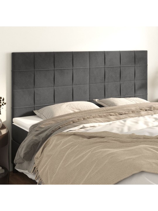 Gultas galvgaļi, 4 gab., 100x5x78/88 cm, tumši pelēks samts