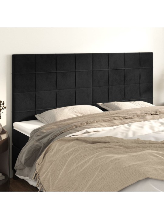 Gultas galvgaļi, 4 gab., 100x5x78/88 cm, melns samts