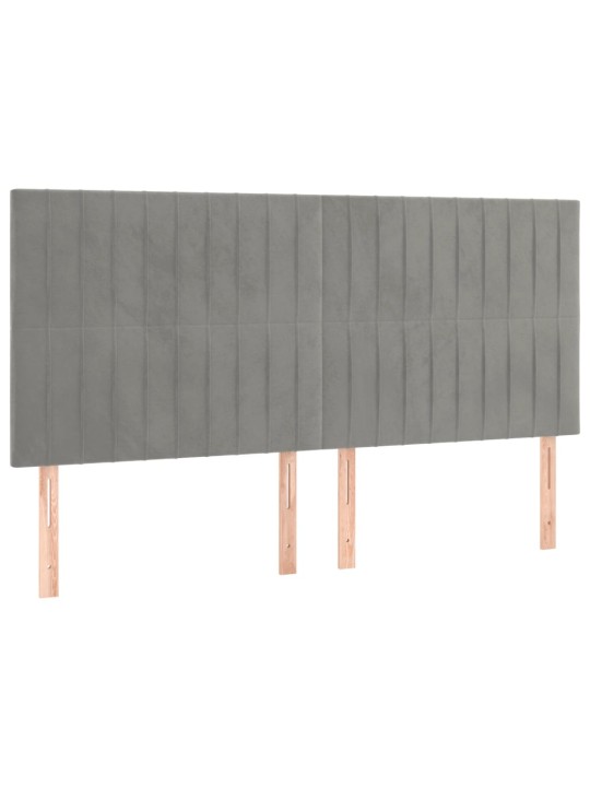 Gultas galvgaļi, 4 gab., 80x5x78/88 cm, gaiši pelēks samts
