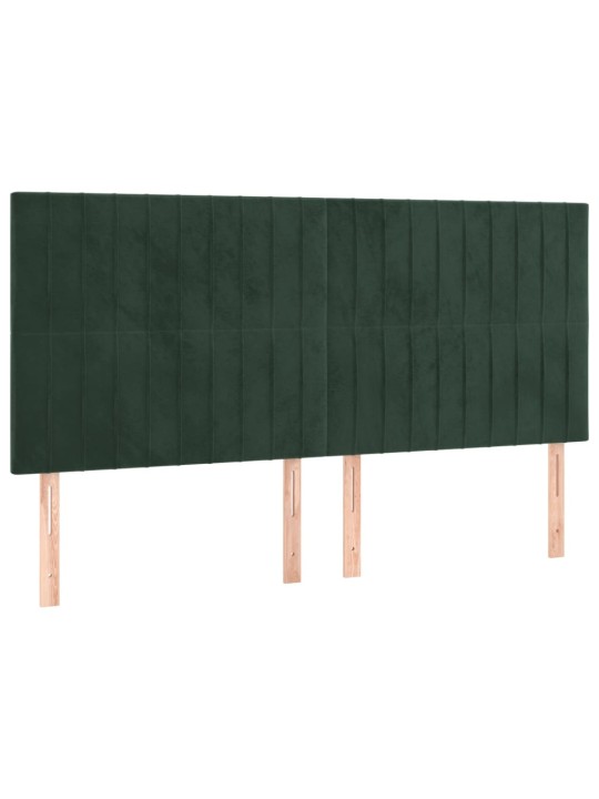 Gultas galvgaļi, 4 gab., 90x5x78/88 cm, tumši zaļš samts