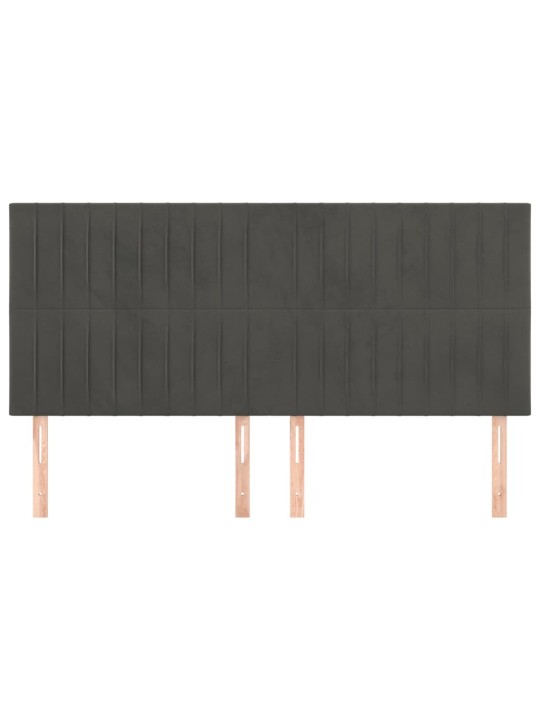 Gultas galvgaļi, 4 gab., 100x5x78/88 cm, tumši pelēks samts