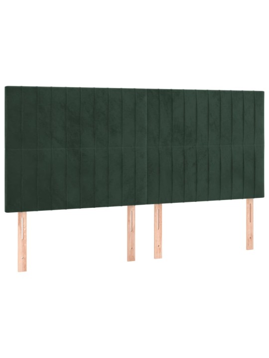 Gultas galvgaļi, 4 gab., 100x5x78/88 cm, tumši zaļš samts