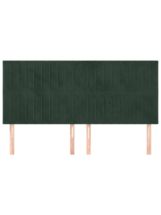 Gultas galvgaļi, 4 gab., 100x5x78/88 cm, tumši zaļš samts