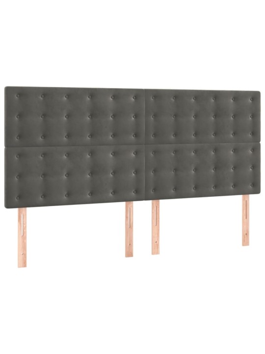 Gultas galvgaļi, 4 gab., 90x5x78/88 cm, tumši pelēks samts
