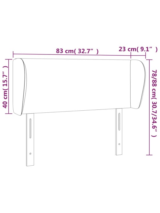 Galvgalis ar malām, 83x23x78/88 cm, melns audums
