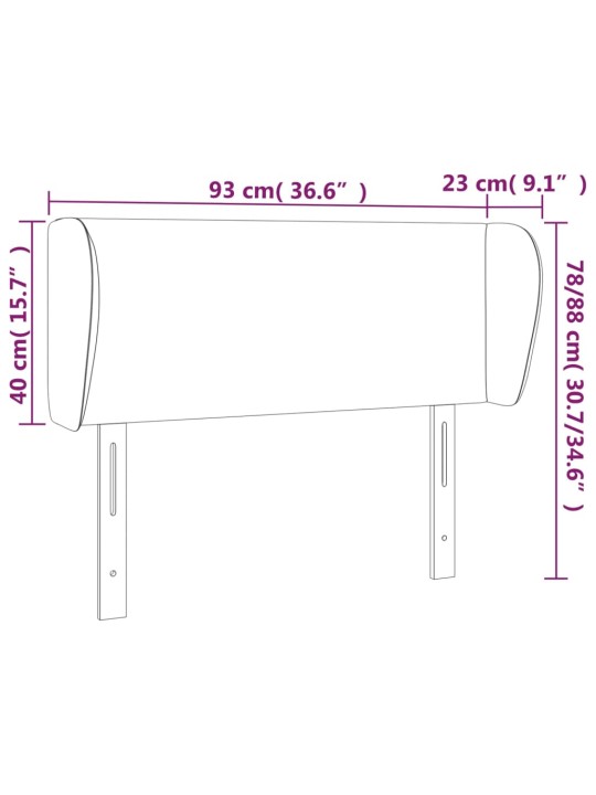 Galvgalis ar malām, 93x23x78/88 cm, melns audums