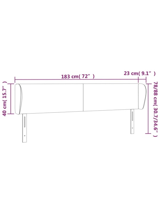 Galvgalis ar malām, 183x23x78/88 cm, melns audums