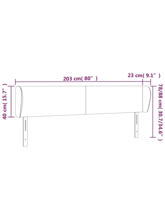 Galvgalis ar malām, 203x23x78/88 cm, melns audums