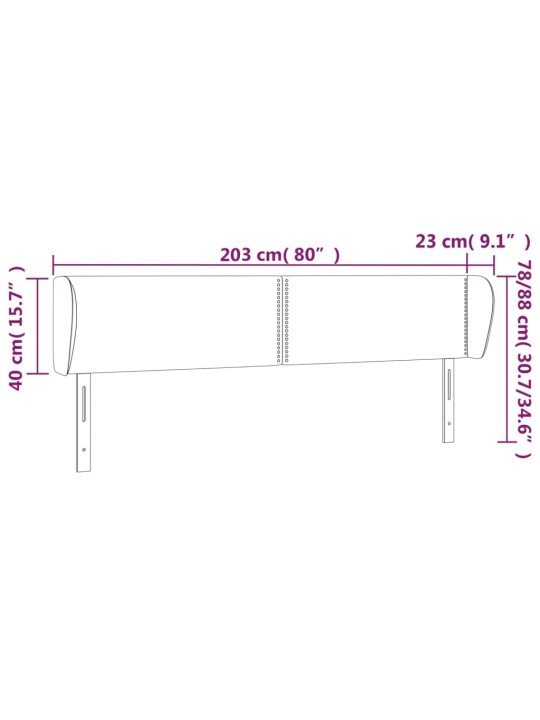 Galvgalis ar malām, 203x23x78/88 cm, melns audums