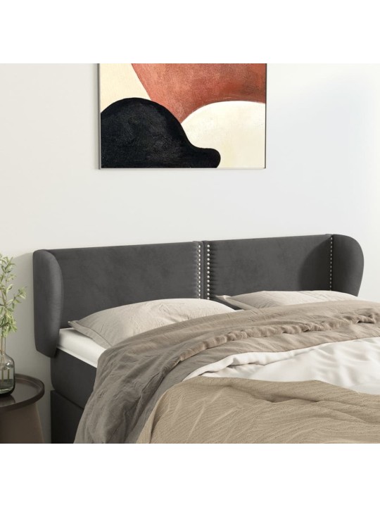 Galvgalis ar malām, tumši pelēks samts, 147x23x78/88 cm