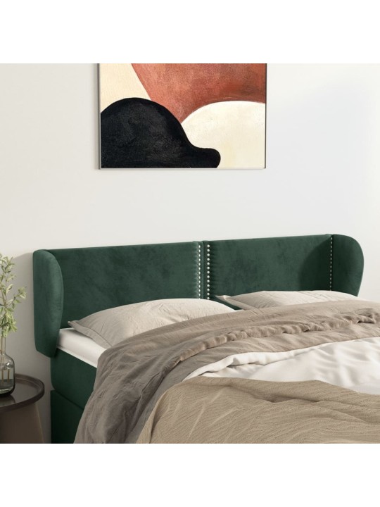 Galvgalis ar malām, tumši zaļš samts, 147x23x78/88 cm