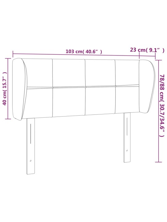 Galvgalis ar malām, 103x23x78/88 cm, tumši brūns audums