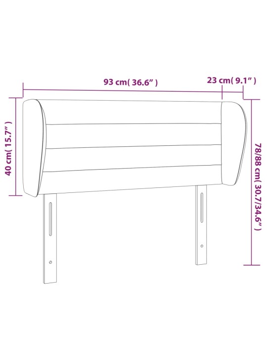 Galvgalis ar malām, 93x23x78/88 cm, pelēkbrūns audums