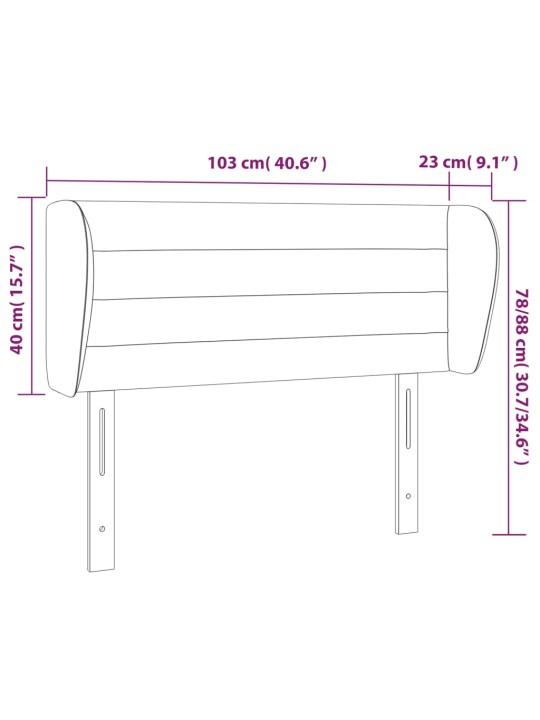 Galvgalis ar malām, 103x23x78/88 cm, melns audums