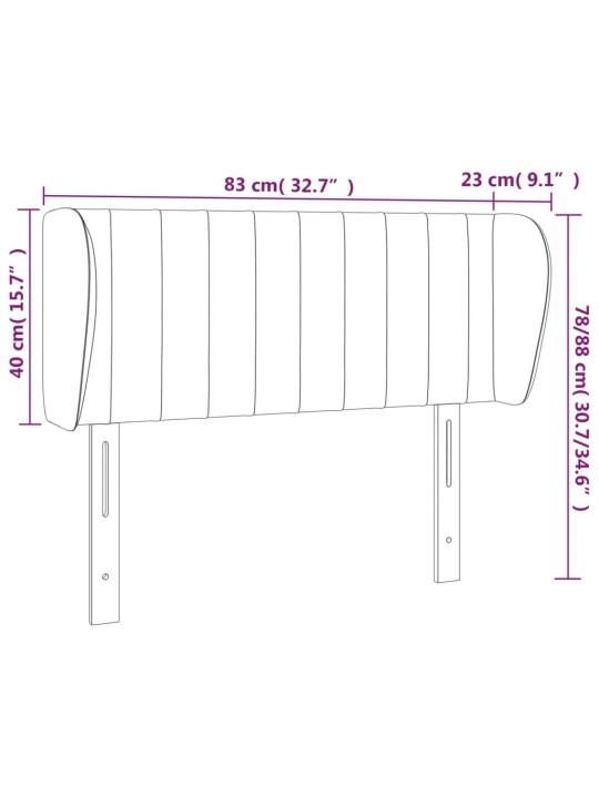 Galvgalis ar malām, 83x23x78/88 cm, melns audums