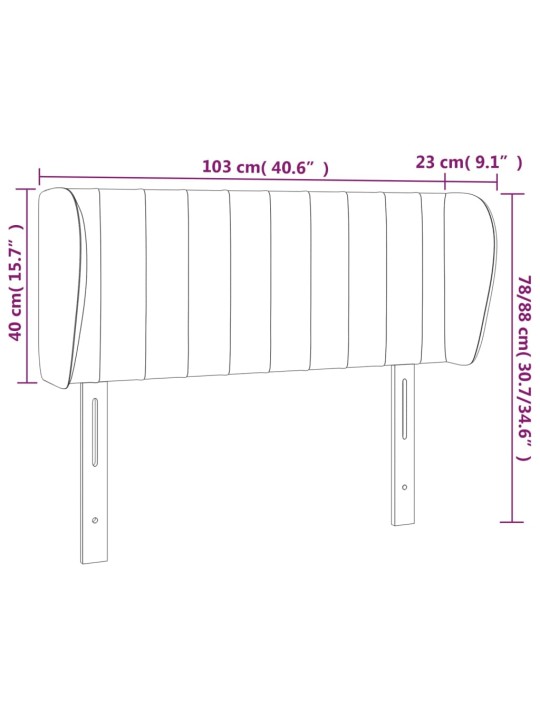 Galvgalis ar malām, 103x23x78/88 cm, krēmkrāsas audums