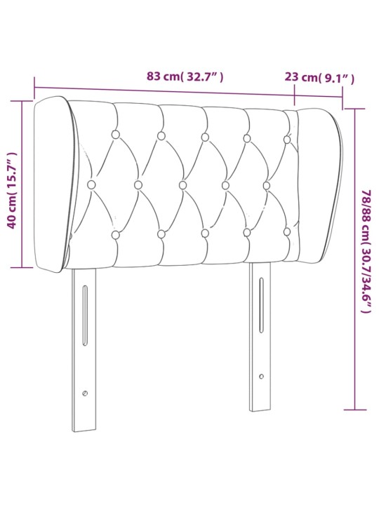 Galvgalis ar malām, 83 x 23 x 78/88 cm, tumši brūns audums