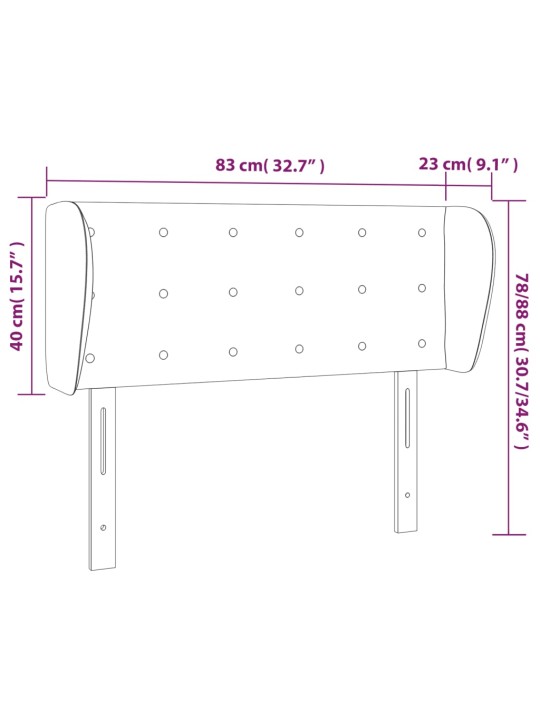 Galvgalis ar malām, 83 x 23 x 78/88 cm, tumši brūns audums